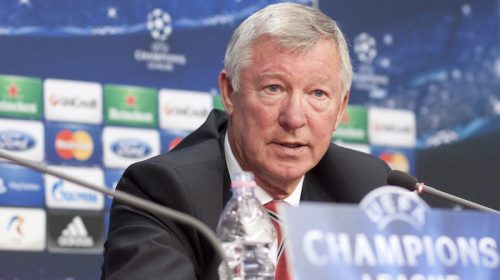 CLUJ-NAPOCA, ROMANIA - OCTOBER 1: Sir Alex Ferguson holds a press conference before champions league game between CFR Cluj and Manchester United on October 1, 2012 in Cluj-Napoca, Romania